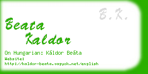 beata kaldor business card