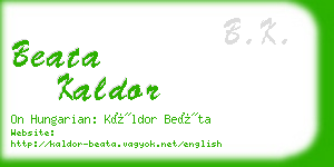 beata kaldor business card